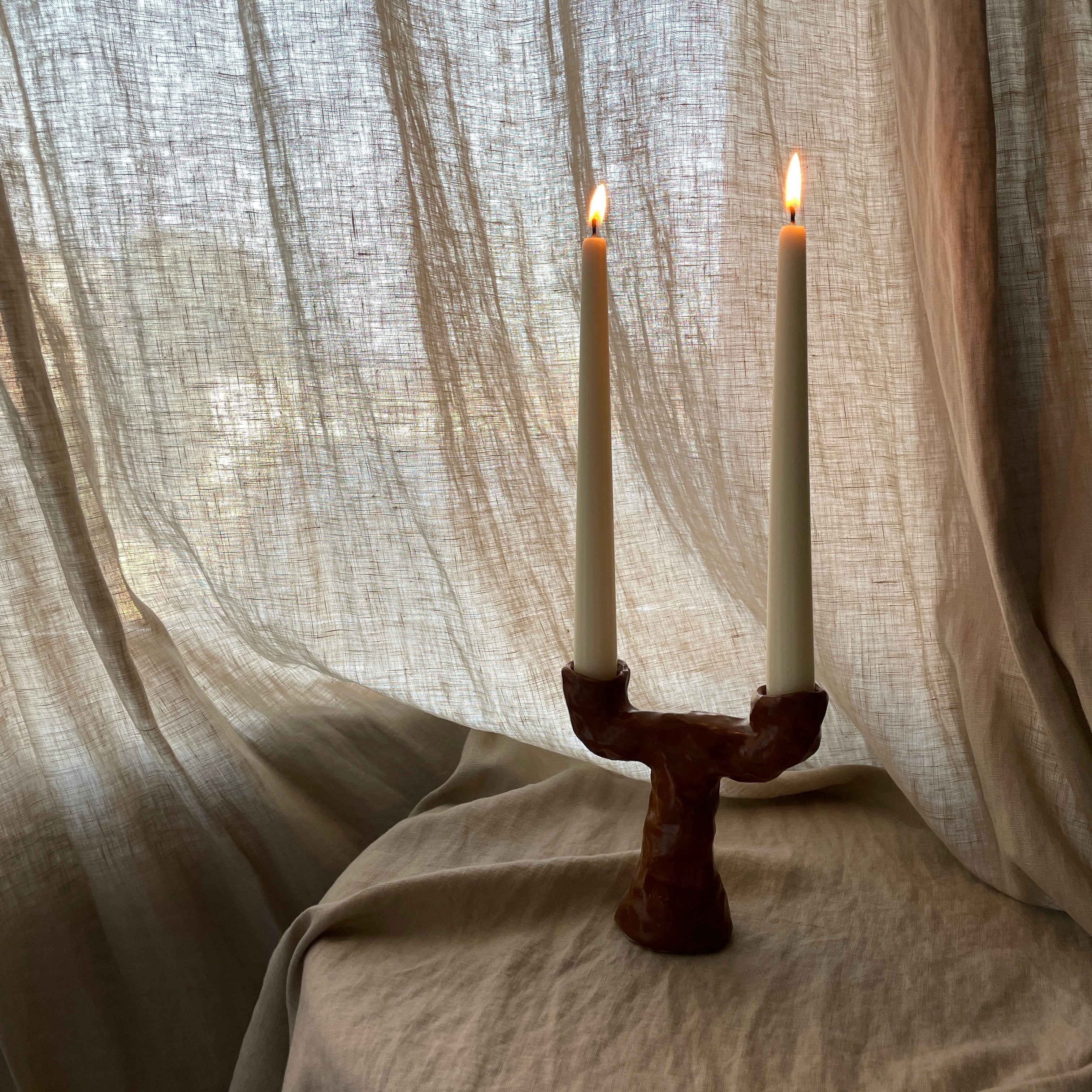 Brown Two Arm Candelabra